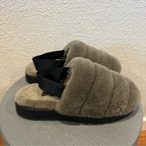 UGG Tan Fluffy Slide Slippers